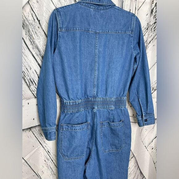 J. Crew Blue Jean Cinched Waist Denim Jumpsuit Size 6 - Picture 5 of 13